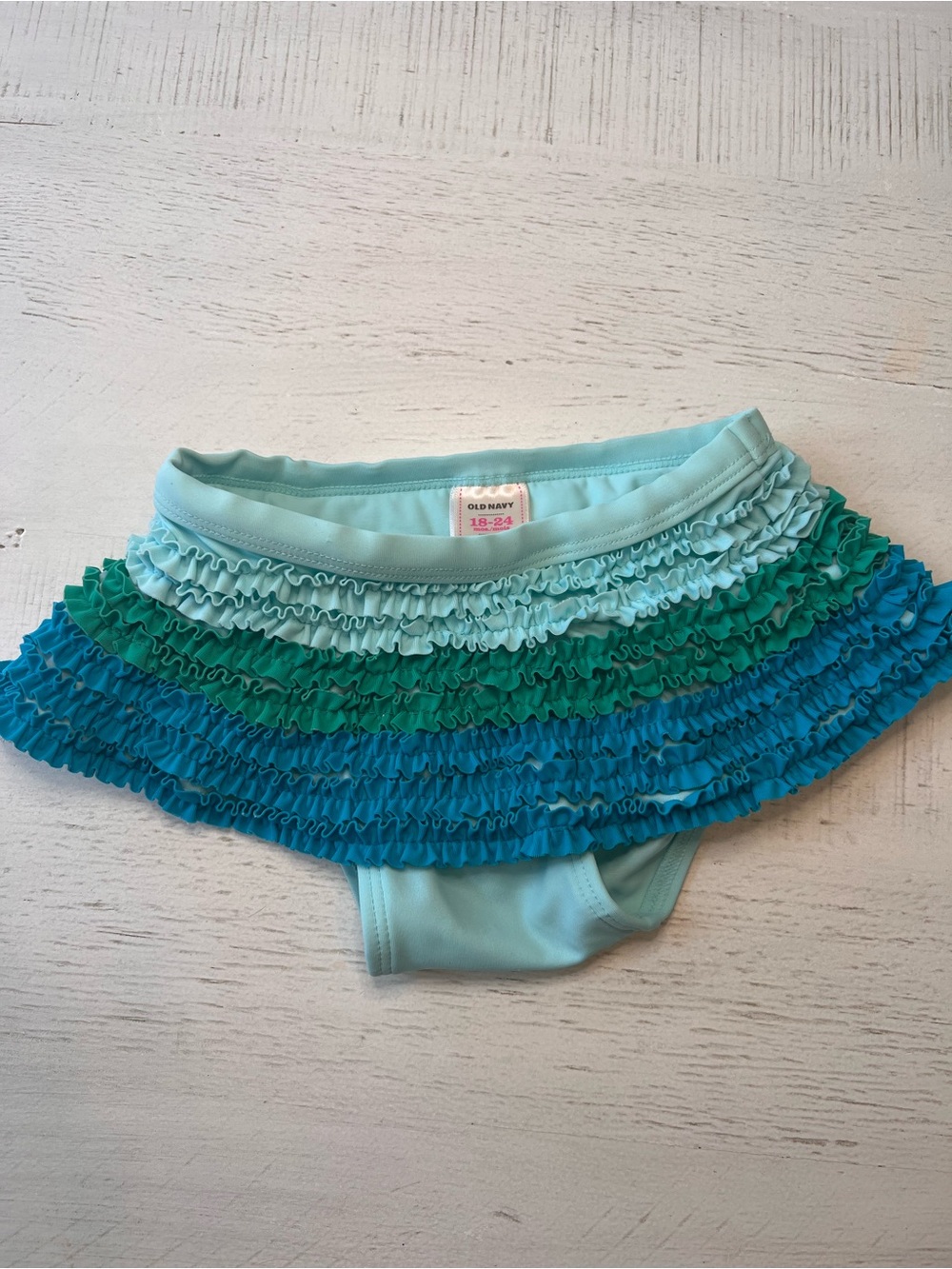 Old Navy Toddler Aqua & Teal Ruffle Swim Bottoms